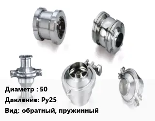 Клапан нержавеющий 50 Ру25 обратный, пружинный